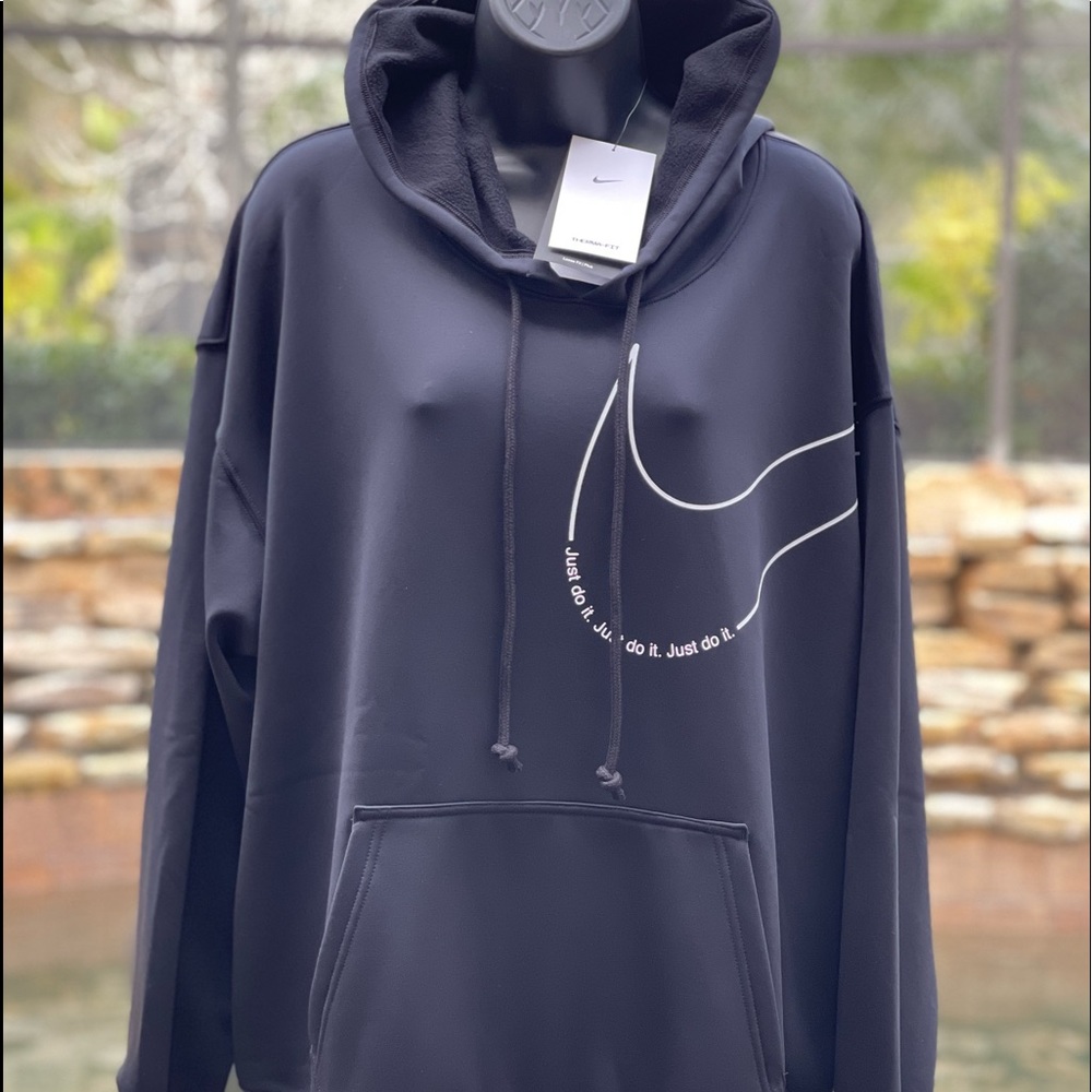 NIKE WOMENS FLEECE GRAPHIC TRAINING HOODIE (1X) DN6432-010 BLACK